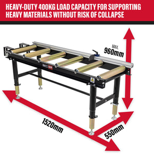 SIP Adjustable Roller Stand Table 1500mm x 400mm 400kg - SIP-01395 - SIP Tools UK - Trade Counter Direct