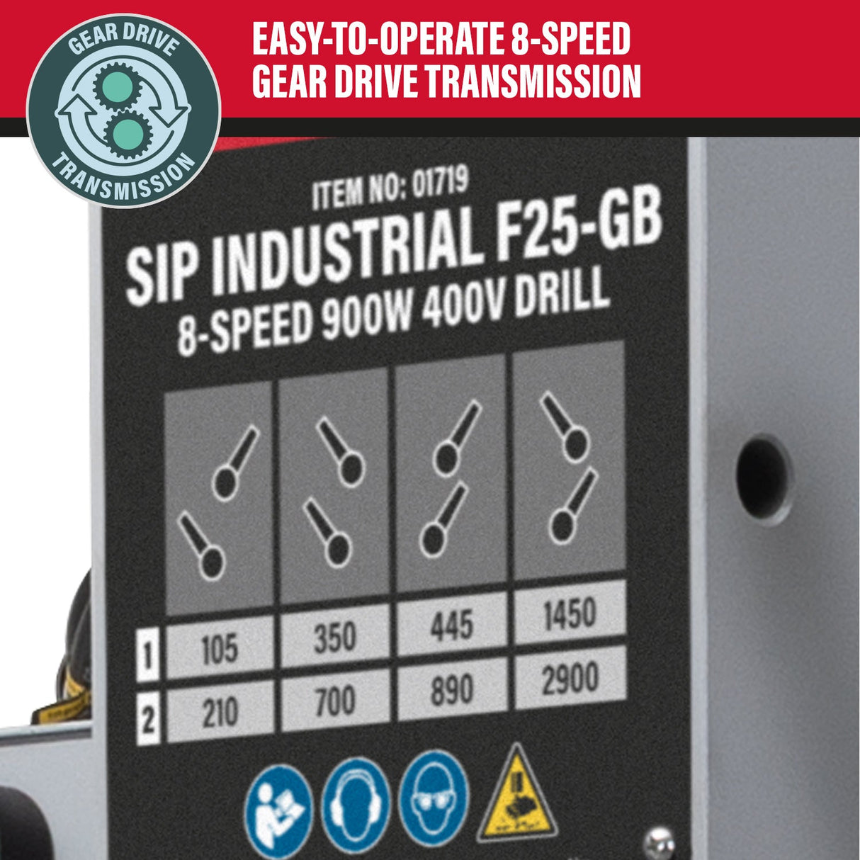 SIP Industrial F25-GB 8-Speed 900w 400v Floor Pillar Drill - SIP-01719 - SIP Tools UK - Trade Counter Direct