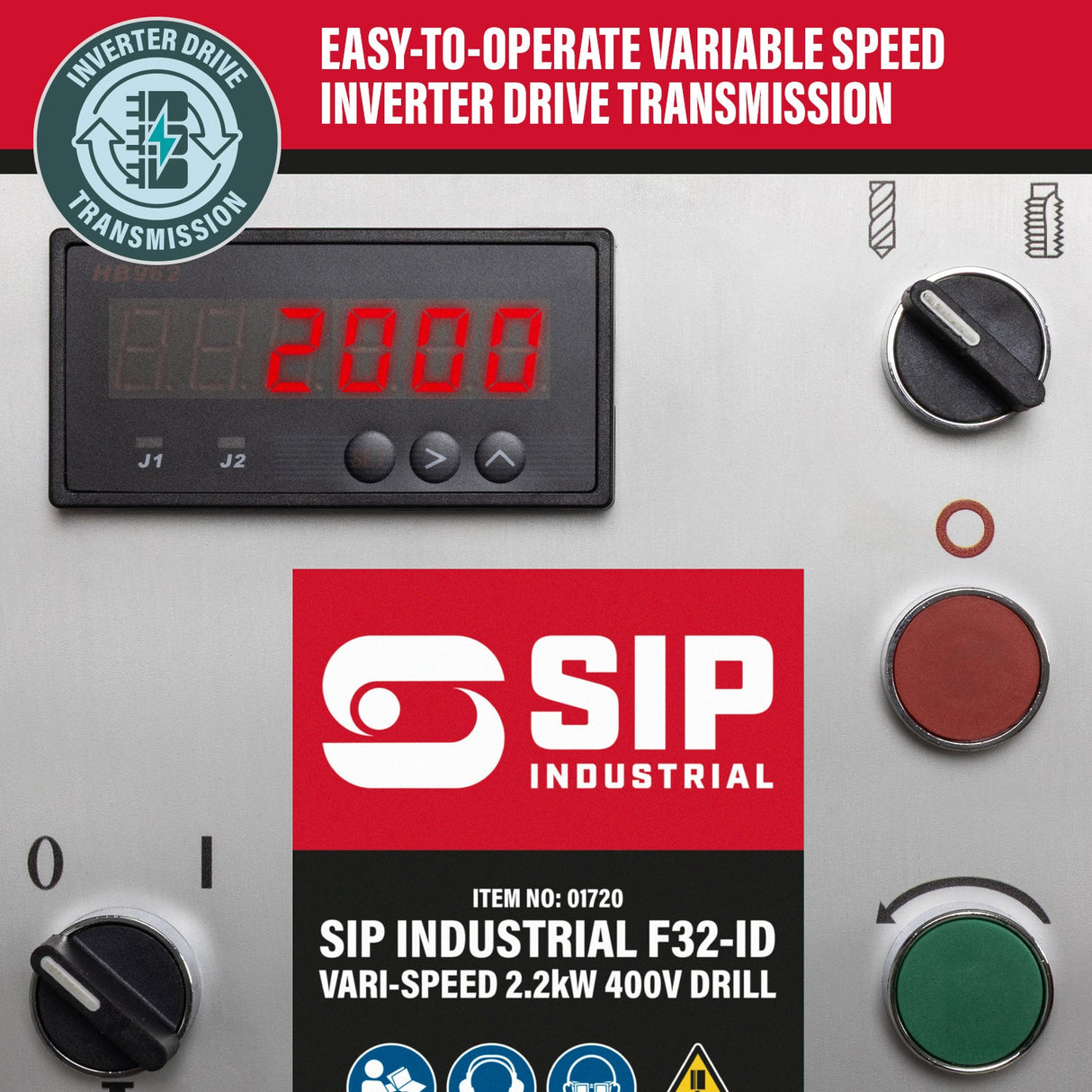 SIP Industrial F32-ID Vari-Speed 2.2kW 400v Floor Pillar Drill - SIP-01720 - SIP Tools UK - Trade Counter Direct