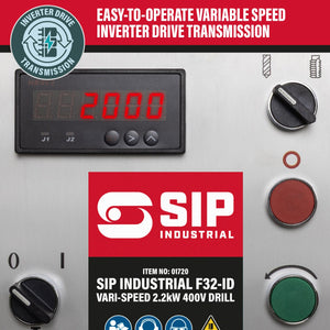 SIP Industrial F32-ID Vari-Speed 2.2kW 400v Floor Pillar Drill - SIP-01720 - SIP Tools UK - Trade Counter Direct