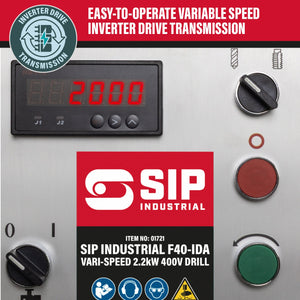 SIP Industrial F40-IDA Vari-Speed 2.2kW 400v Floor Pillar Drill - SIP-01721 - SIP Tools UK - Trade Counter Direct
