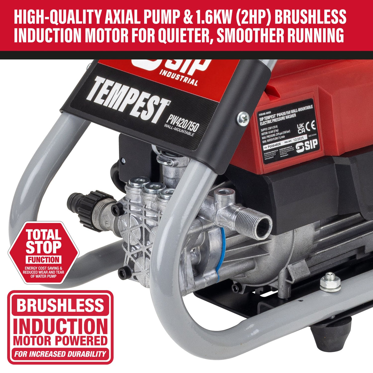 SIP TEMPEST® PW420/150 Wall-Mountable Electric Pressure Washer - SIP-08920 - SIP Tools UK - Trade Counter Direct