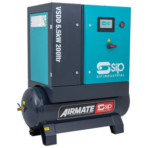 SIP VSDD 5.5kW 10bar 200ltr 400v Rotary Screw Compressor - SIP-08260 - SIP Tools UK - Trade Counter Direct