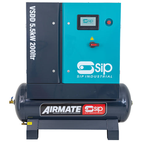 SIP VSDD 5.5kW 8bar 200ltr 400v Rotary Screw Compressor - SIP-08258 - SIP Tools UK - Trade Counter Direct
