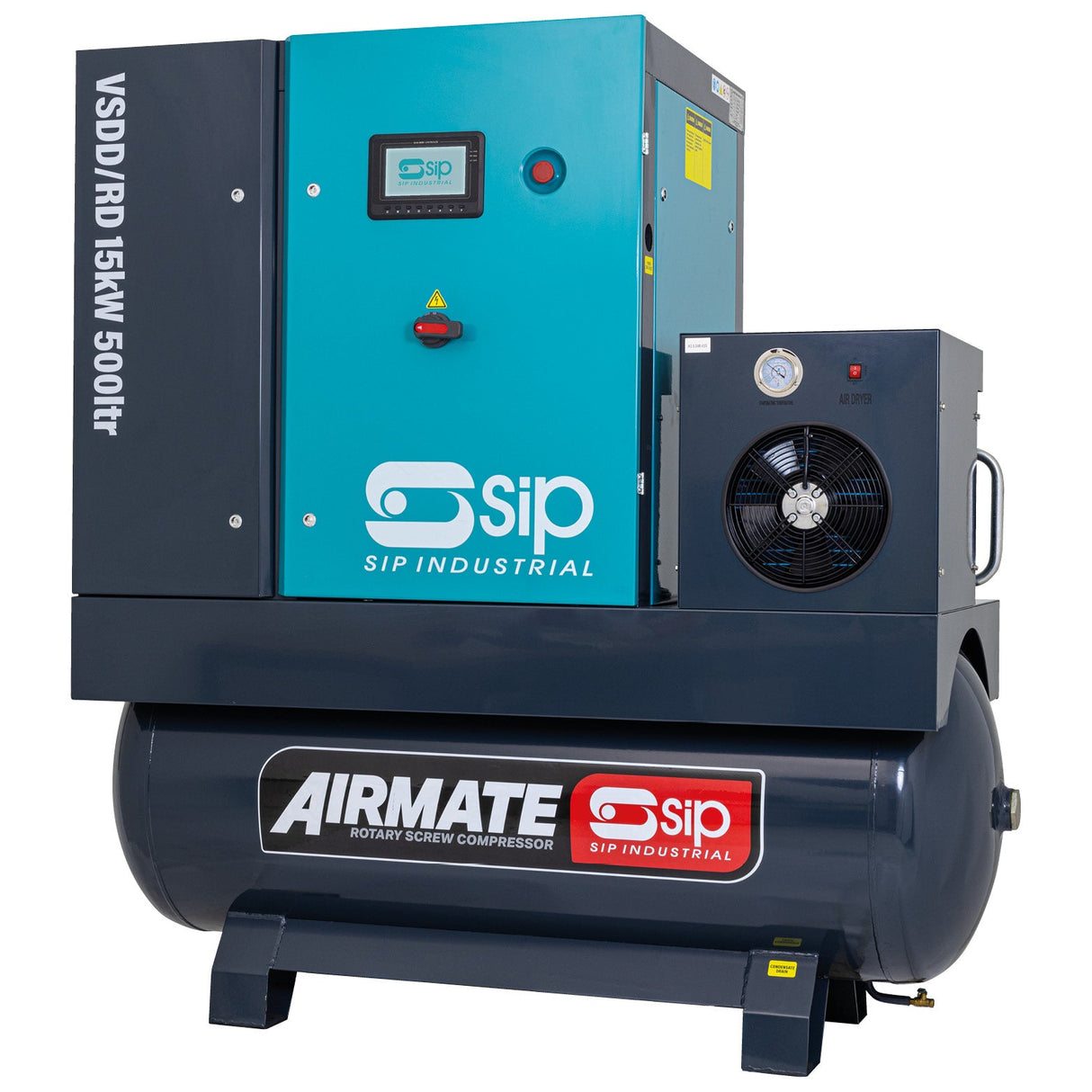 SIP VSDD/RD 15kW 10bar 500ltr 400v Rotary Screw Compressor with Dryer - SIP-08273 - SIP Tools UK - Trade Counter Direct