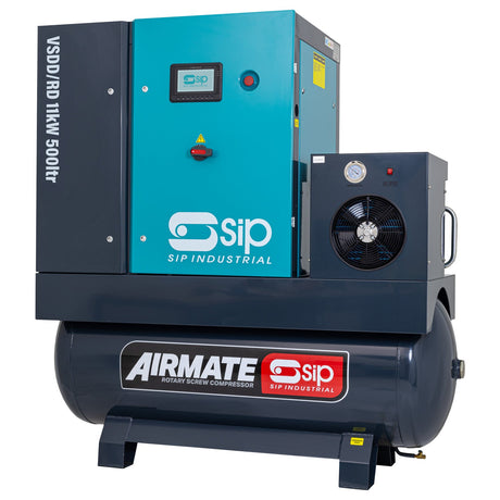 SIP VSDD/RDF 11kW 10bar 500ltr 400v Rotary Screw Compressor with Dryer & Filter - SIP-08276 - SIP Tools UK - Trade Counter Direct