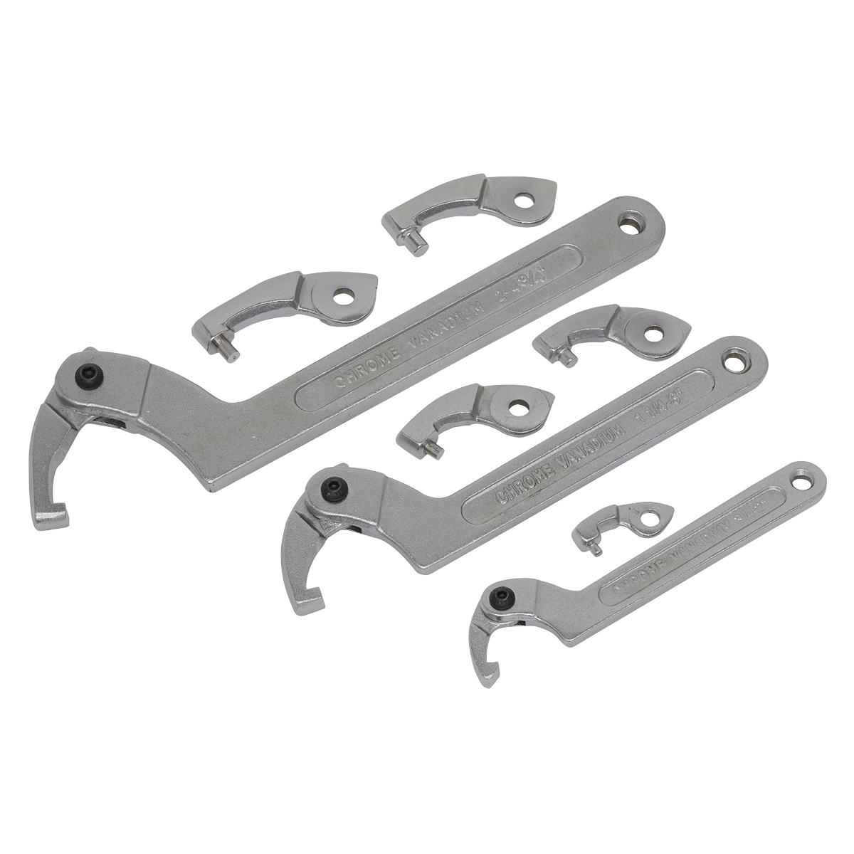 Sealey SMC2 Adjustable C Spanner - Hook & Pin Wrench Set 11pc