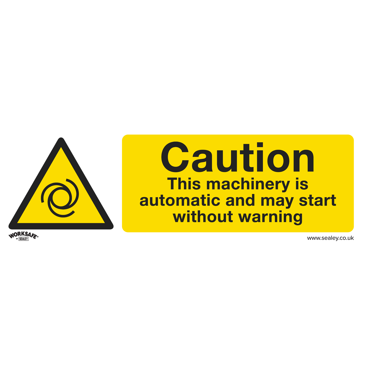 Sealey SS47V10 Warning Safety Sign - Caution Automatic Machinery - Self-Adhesive Vinyl - Pack of 10