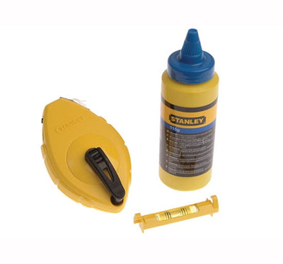 Stanley Chalk Line 30 Metre Blue Chalk & Level - 30 Metre - STA047443 - Stanley - Trade Counter Direct