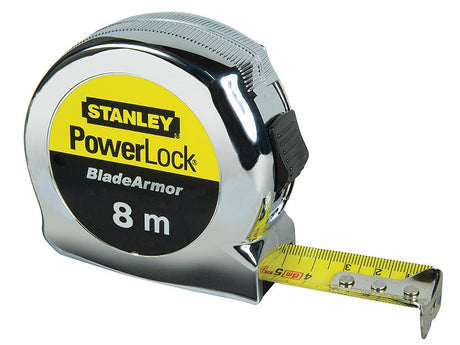 Stanley PowerLock BladeArmor Pocket Tape 8m (Width 25mm) (Metric only) - STA033527 - Stanley - Trade Counter Direct