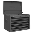Superline Pro AP26059TG 5 Drawer Topchest with Ball - Bearing Slides - Grey/Black - AP26059TG - Sealey Tools UK - Trade Counter Direct