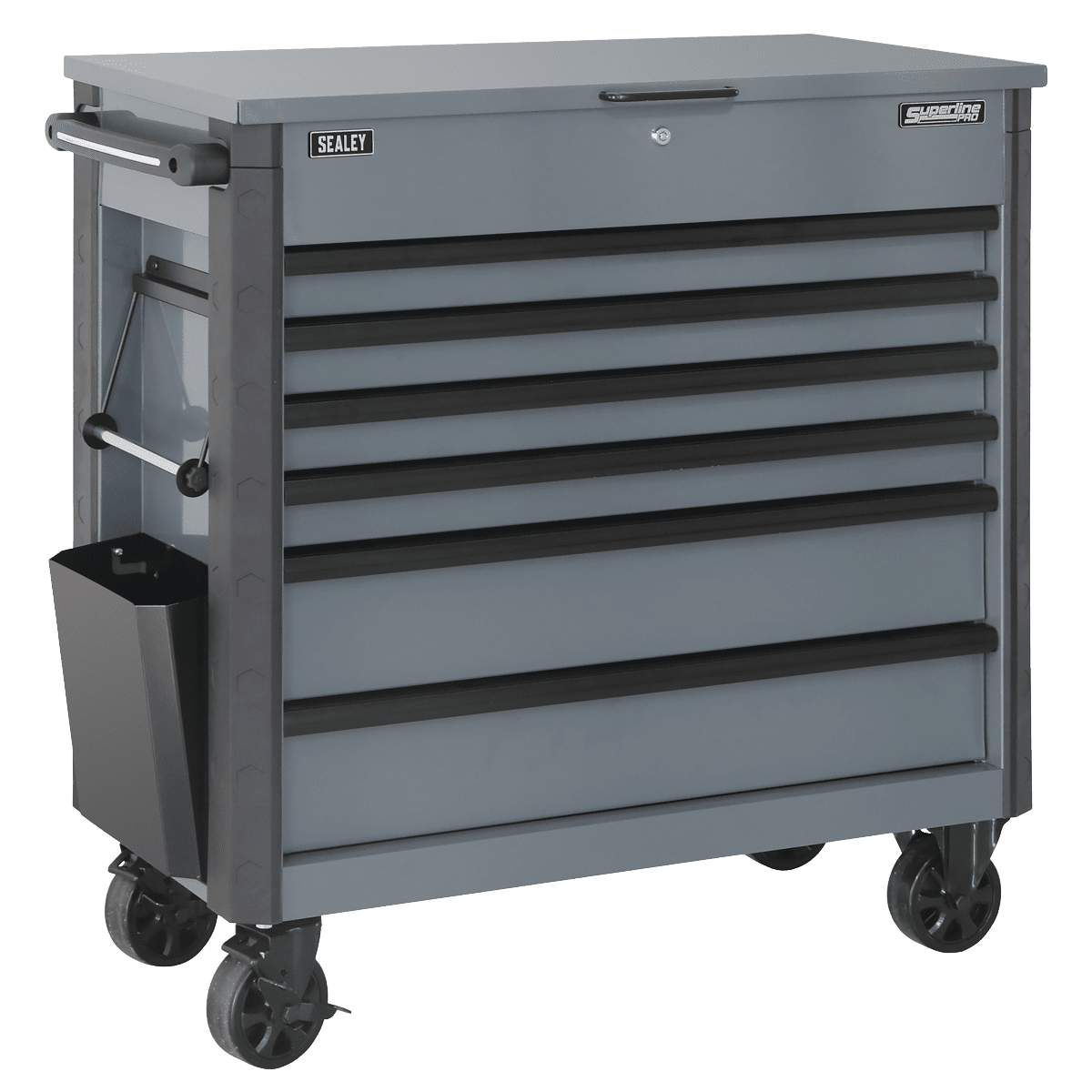 Superline Pro AP366G 6 Drawer Mobile Tool Cabinet with Ball Bearing Slides - Grey - AP366G - Sealey Tools UK - Trade Counter Direct