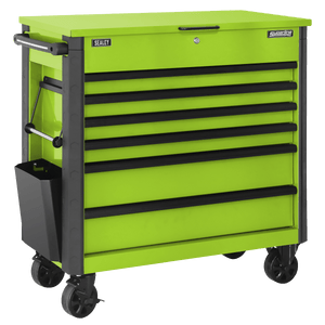 Superline Pro AP366HV 6 Drawer Mobile Tool Cabinet with Ball Bearing Slides - Green - AP366HV - Sealey Tools UK - Trade Counter Direct