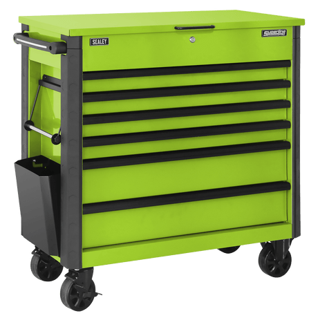 Superline Pro AP366HV 6 Drawer Mobile Tool Cabinet with Ball Bearing Slides - Green - AP366HV - Sealey Tools UK - Trade Counter Direct