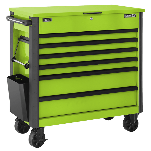 Superline Pro AP366HV 6 Drawer Mobile Tool Cabinet with Ball Bearing Slides - Green - AP366HV - Sealey Tools UK - Trade Counter Direct
