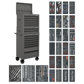 Superline Pro SPTGRCOMBO1 14 Drawer Tool Chest Combination with 1179pc Tool Kit - SPTGRCOMBO1 - Sealey Tools UK - Trade Counter Direct