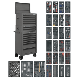Superline Pro SPTGRCOMBO1 14 Drawer Tool Chest Combination with 1179pc Tool Kit - SPTGRCOMBO1 - Sealey Tools UK - Trade Counter Direct