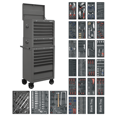 Superline Pro SPTGRCOMBO1 14 Drawer Tool Chest Combination with 1179pc Tool Kit - SPTGRCOMBO1 - Sealey Tools UK - Trade Counter Direct