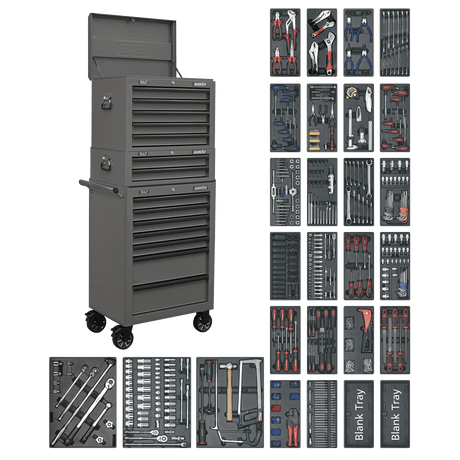 Superline Pro SPTGRCOMBO1 14 Drawer Tool Chest Combination with 1179pc Tool Kit - SPTGRCOMBO1 - Sealey Tools UK - Trade Counter Direct