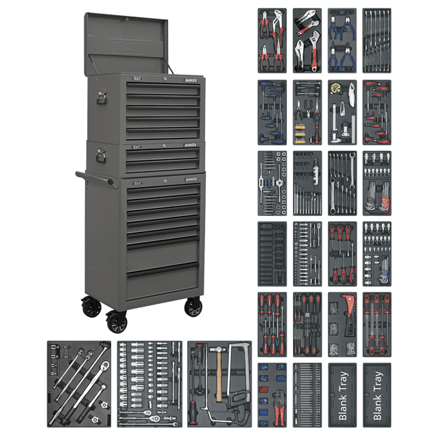 Superline Pro SPTGRCOMBO1 14 Drawer Tool Chest Combination with 1179pc Tool Kit - SPTGRCOMBO1 - Sealey Tools UK - Trade Counter Direct