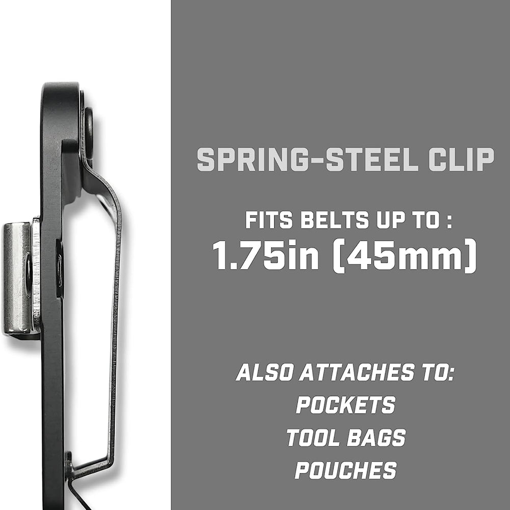 Holstery TapeMaster PRO -Clip-On Tactical Tape Measure Holder with Metal Belt Clip