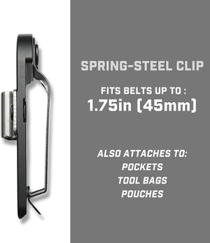 Holstery TapeMaster PRO -Clip-On Tactical Tape Measure Holder with Metal Belt Clip