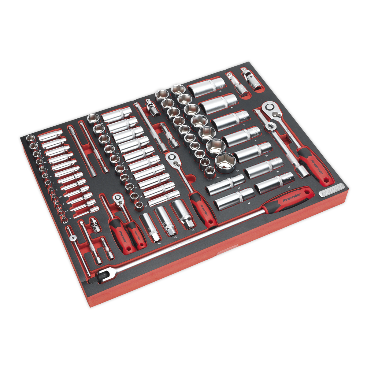 Sealey TBTP02 Tool Tray with Socket Set 91pc 1/4", 3/8" & 1/2"Sq Drive