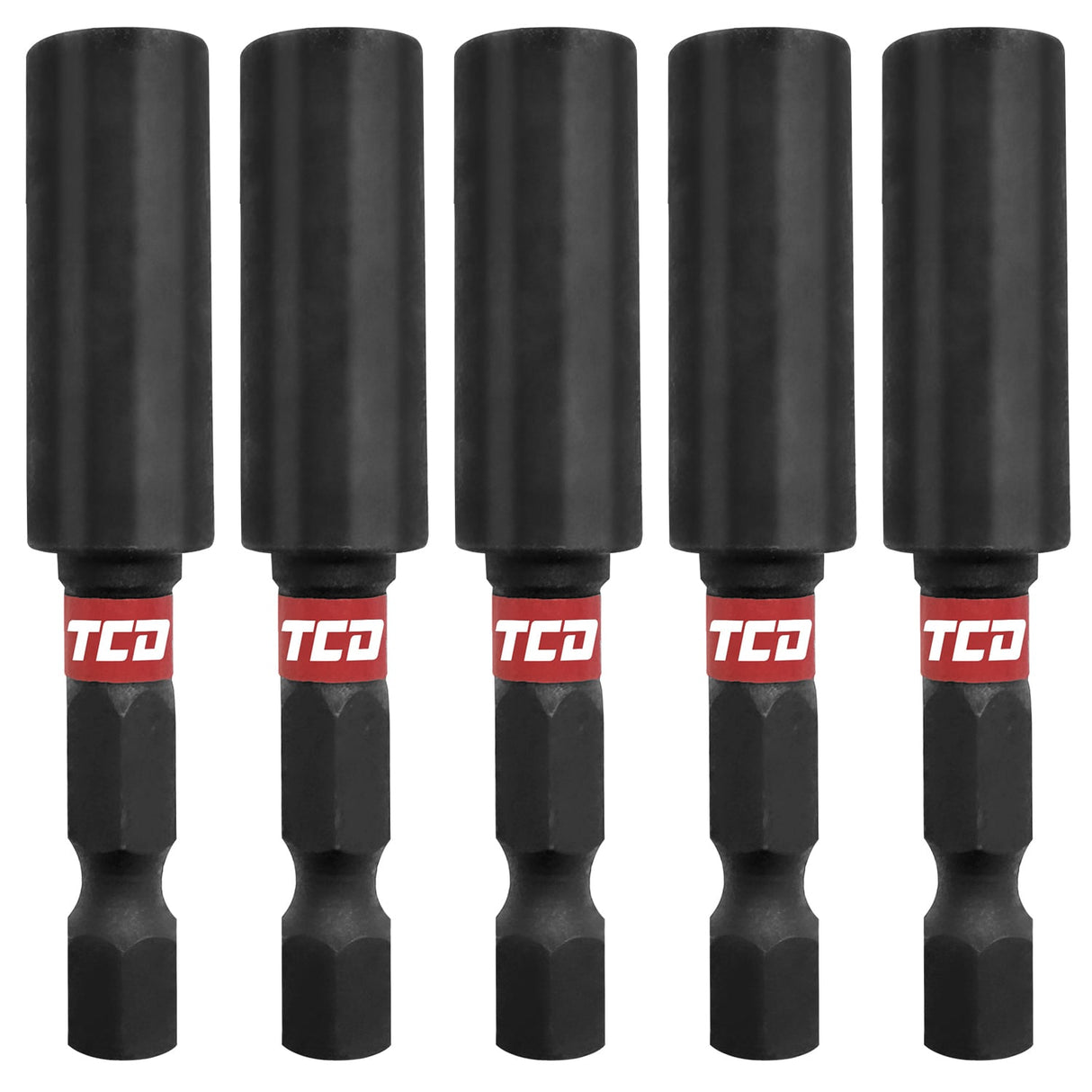 TCD Shock Resistant Magnetic Bit Holder 1/4in Hex 60mm - Pack of 5 - TCD0004