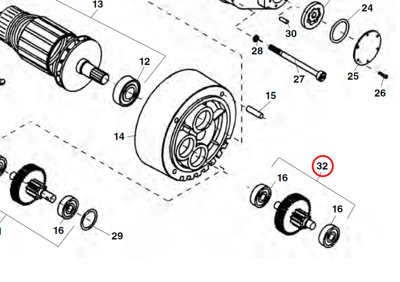 RIDGID 52527 – Motor Gear Assembly & Bearings - 52527 - Ridgid Tools - Trade Counter Direct