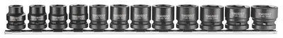 Teng 1/2" Stubby Impact Socket Clip Rail Set DIN 12 Pieces - 9207S12 - TENG9207S12 - Teng Tools - Trade Counter Direct