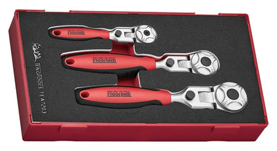 Teng 1/4", 3/8" & 1/2" Ratchet Flex Head Set FOAM1 3 Pieces - TEA7203 - TENGTEA7203 - Teng Tools - Trade Counter Direct