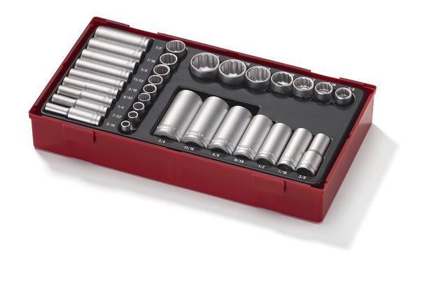 Teng 1/4" & 3/8" Socket Set 12 pt AF TT1 32 Pieces - TTAF3212 - TENGTTAF3212 - Teng Tools - Trade Counter Direct