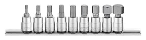 Teng 1/4" drive hex bit socket clip rail metric 9 - piece set - M1409HN - TENGM1409HN - Teng Tools - Trade Counter Direct