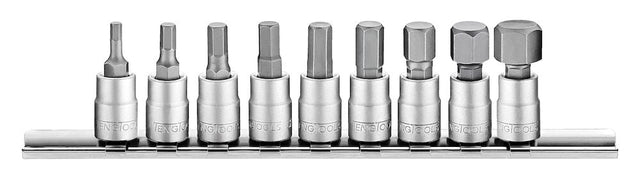 Teng 1/4" drive hex bit socket clip rail metric 9 - piece set - M1409HN - TENGM1409HN - Teng Tools - Trade Counter Direct