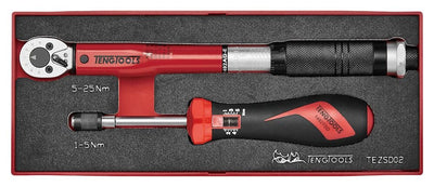 Teng 1/4" Torque Set FOAMX2 2 Pieces - TEZSD02 - TENGTEZSD02 - Teng Tools - Trade Counter Direct