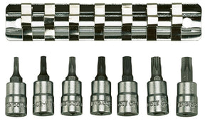 Teng 1/4" TX Bit Socket Clip Rail Set 8 Pieces - M1408TX - TENGM1408TX - Teng Tools - Trade Counter Direct