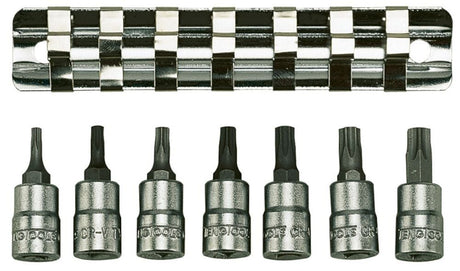 Teng 1/4" TX Bit Socket Clip Rail Set 8 Pieces - M1408TX - TENGM1408TX - Teng Tools - Trade Counter Direct