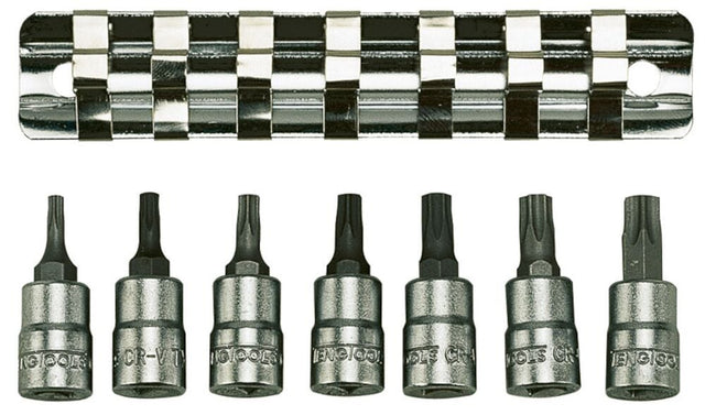 Teng 1/4" TX Bit Socket Clip Rail Set 8 Pieces - M1408TX - TENGM1408TX - Teng Tools - Trade Counter Direct
