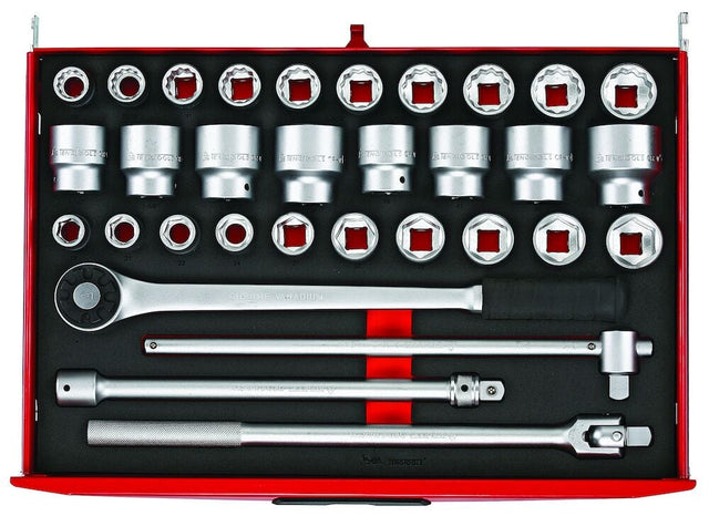 Teng 3/4" Socket Set FOAM4X4 32 Pieces - TTESK32 - TENGTTESK32 - Teng Tools - Trade Counter Direct
