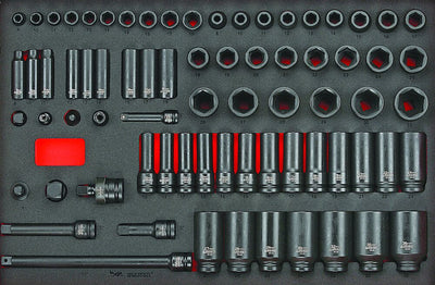 Teng 3/8" & 1/2" Impact Socket Set FOAM4X4 73 Pieces - TTEISK73 - TENGTTEISK73 - Teng Tools - Trade Counter Direct