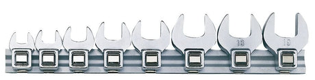 Teng 3/8" Crow Foot Wrench Clip Rail Set 8 Pieces - M3808MM - TENGM3808MM - Teng Tools - Trade Counter Direct