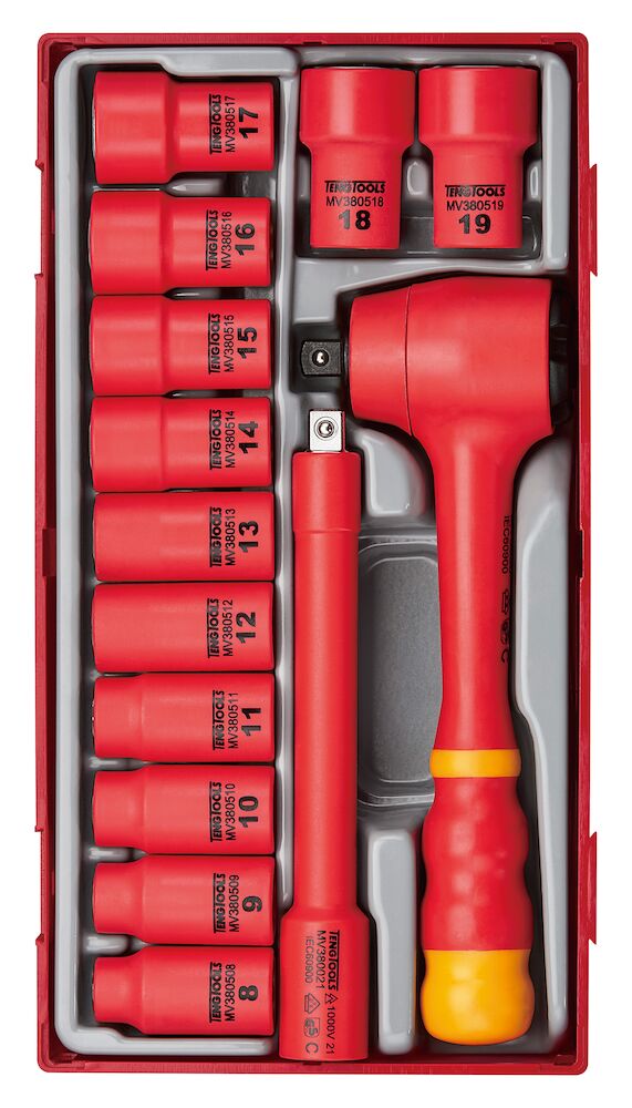 Teng 3/8" Insulated Socket Set TT1 14 Pieces - TTV3814 - TENGTTV3814 - Teng Tools - Trade Counter Direct