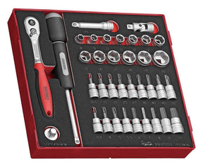 Teng 3/8" Socket Set 6 pt FOAM2 36 Pieces - TED3836 - TENGTED3836 - Teng Tools - Trade Counter Direct