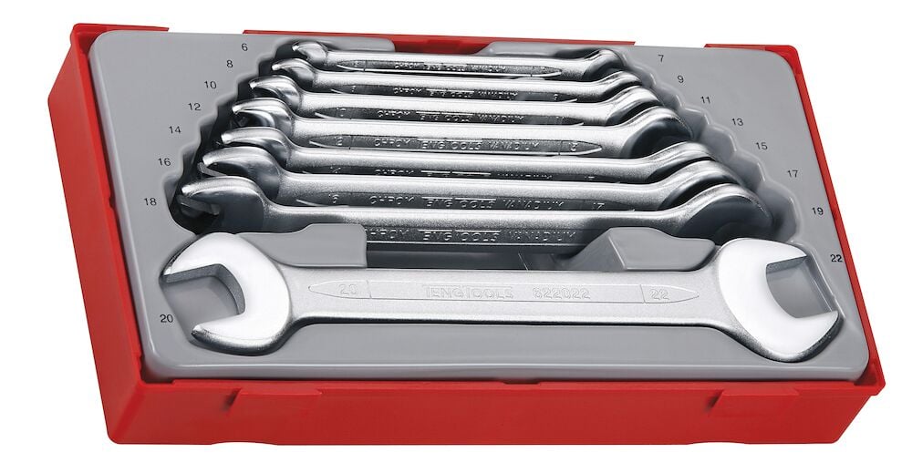 Teng Double Open Ended Spanner Set TT1 8 Pieces - TT6208 - TENGTT6208 - Teng Tools - Trade Counter Direct