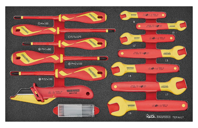 Teng Insulated Spanner & Screwdriver Set FOAM3 17 Pieces - TEFXV17 - TENGTEFXV17 - Teng Tools - Trade Counter Direct