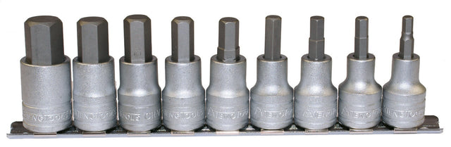 Teng M1212 1/2" Hex Bit Socket Clip Rail Set 9 Pieces - TENGM1212 - Teng Tools - Trade Counter Direct