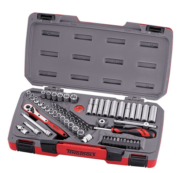 Teng MECCA PRO 1/4" Socket Set 6 pt 60 Pieces - T1460 - TENGT1460 - Teng Tools - Trade Counter Direct