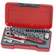 Teng Tool T1424 24pc 1/4in Drive MM Socket Set - TENGT1424 - Teng Tools - Trade Counter Direct