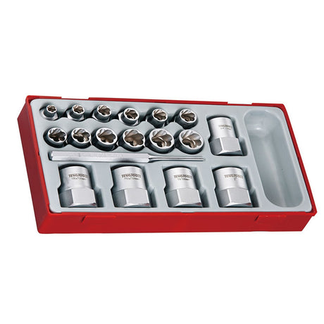 Teng Tools 18 PIECE 3/8" - 1/2" Drive Stud Extractor Set - TENGTTBE18 - Teng Tools - Trade Counter Direct