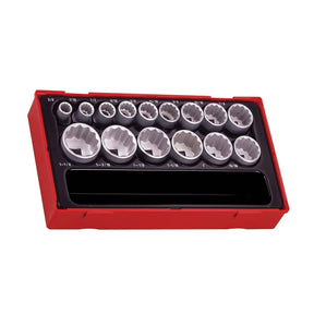 Teng Tools TT1215AF 1/2" Drive AF Socket Set 15pcs - TENGTT1215AF - Teng Tools - Trade Counter Direct